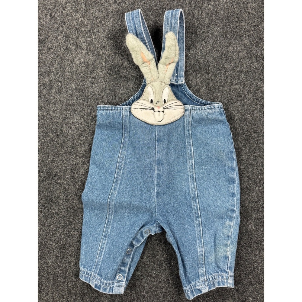 VTG Warner Bros Studio Store Bugs Bunny Baby Denim Overalls 6M Hong Kong